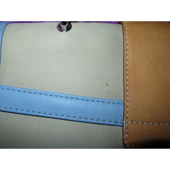 Coach 2004 Daisy Flap Hampton Cream Sateen & Blue and Tan Vachetta Leather - Picture 11 of 16
